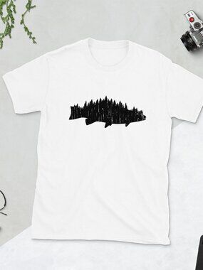 Fish & Forest Unisex T-Shirt 🎣🌲 | Fishing Nature Tee | Outdoor Graphic Shirt